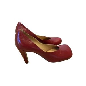 Bottega Veneta Red Block Calf Leather Square Toe‎ Heels Size 41/10 NWOT